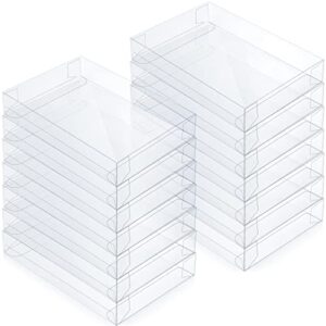 100 pack clear favors boxes plastic gift boxes transparent crystal photo greeting card storage box clear fold wrap boxes case for a2 paper envelope letter packaging, 4.5 x 1.0 x 5.9 inch