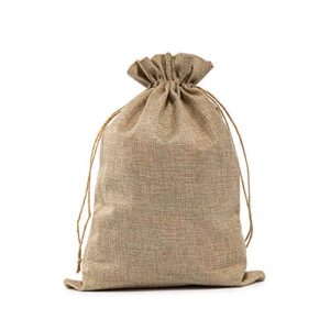 tapleap burlap bags in bulk with drawstring, 10×14 inches burlap favor sacks (lot of 20) for wrapping gifts, birthday, wedding, party or household use like planting