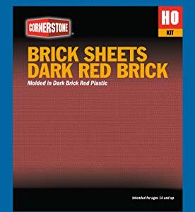 Walthers Cornerstone HO Scale Model Brick Sheet, 4 X 9-3/4" 10.1 X 24.7cm, Dark Red