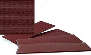 walthers cornerstone ho scale model brick sheet, 4 x 9-3/4″ 10.1 x 24.7cm, dark red