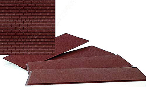 Walthers Cornerstone HO Scale Model Brick Sheet, 4 X 9-3/4" 10.1 X 24.7cm, Dark Red