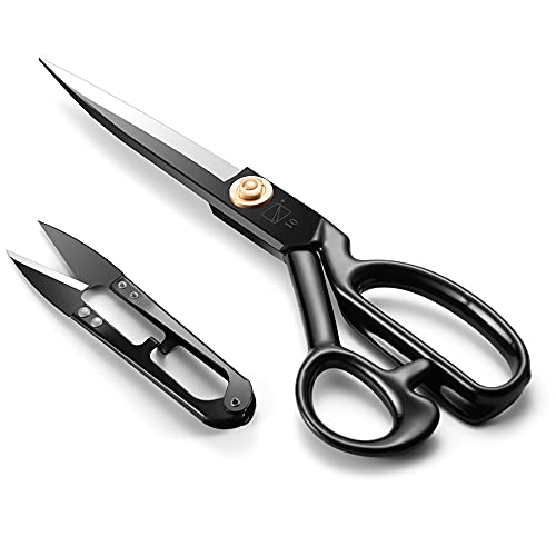 Sewing Scissors, Professional 10 Inch Fabric Dressmaking Scissors Heavy Duty Shears Sharp Cutting for Crafting, Leather, Dressmaking, Tailoring, Altering(10 Inch Black, Right-Handed)