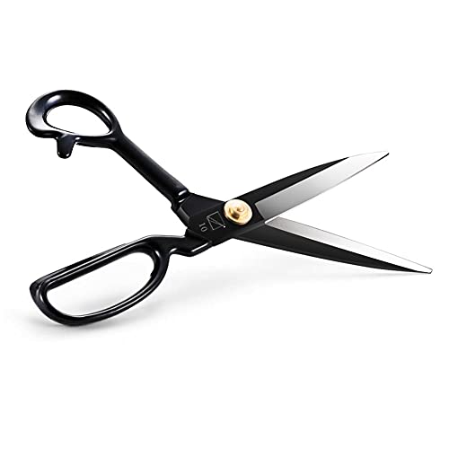 Sewing Scissors, Professional 10 Inch Fabric Dressmaking Scissors Heavy Duty Shears Sharp Cutting for Crafting, Leather, Dressmaking, Tailoring, Altering(10 Inch Black, Right-Handed)