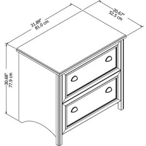 Bush Furniture Fairview 2 Drawer Lateral File Cabinet in Antique White and Tea Maple