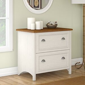 Bush Furniture Fairview 2 Drawer Lateral File Cabinet in Antique White and Tea Maple