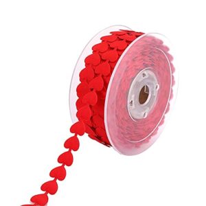 mrsribbon 5/8” love heart ribbon for crafts – 20meters/roll red/white embossing ribbon with hearts for valentine’s day gift wrapping, home decor red