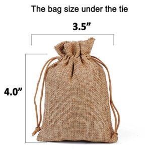 Amariver Natural Burlap Bags with Drawstring, Reusable Linen Pouches, Perfect for Jewelry Pouch, Wedding Birthday Parties Favor, Gift/Candy Bags, Set of 24