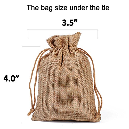 Amariver Natural Burlap Bags with Drawstring, Reusable Linen Pouches, Perfect for Jewelry Pouch, Wedding Birthday Parties Favor, Gift/Candy Bags, Set of 24