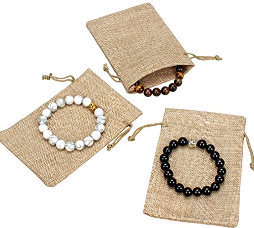 Amariver Natural Burlap Bags with Drawstring, Reusable Linen Pouches, Perfect for Jewelry Pouch, Wedding Birthday Parties Favor, Gift/Candy Bags, Set of 24