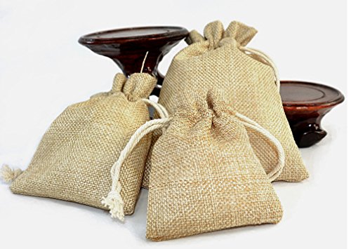 Amariver Natural Burlap Bags with Drawstring, Reusable Linen Pouches, Perfect for Jewelry Pouch, Wedding Birthday Parties Favor, Gift/Candy Bags, Set of 24