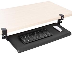 stand steady easy clamp-on keyboard tray – extra large size – no need to screw into desk! slides under desk – easy 5 min assembly – great for home or office!