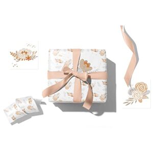 brave november gift wrapping paper- 3 wrapping paper sheets (25″x35″), 3 cards & ribbon-floral wrapping paper wedding wrapping paper and ribbon set- bridal shower wrapping paper & baby wrapping paper