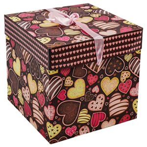 elephant-package 8″ medium valentine’s day love heart gift box with lid, ribbon and tissue paper, collapsible gift box, for anniversary, bridesmaid, girlfriend gift wrapping, presents.