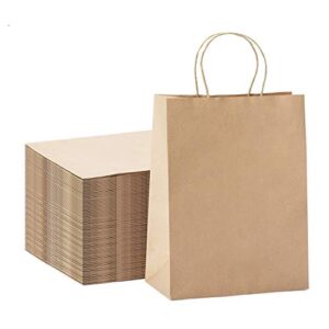 gssusa brown kraft paper gift bag with handles, 10x5x13 bulk shopping grocery paper bags 100 pc, party favor, retail, small business, packaging, christmas, merchandise, boutique, wedding, baby shower