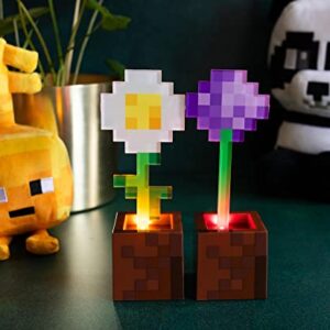 Minecraft Daisy and Allium Flower Pot Mood Lights, Set of 2 | Nightstand Table Lamp with LED Light for Bedroom, Desk, Living Room | Home Decor Room Essentials | Video Game Gifts And Collectibles