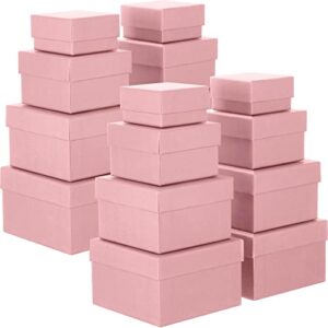 yahenda 16 pack square gift boxes with lids gift box 4 assorted sizes nesting gift boxes with lids for presents wedding bridesmaid birthday party favor boxes (pink)