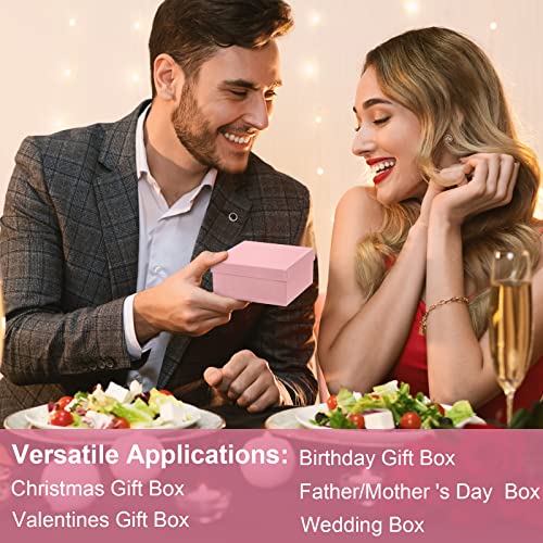 Yahenda 16 Pack Square Gift Boxes with Lids Gift Box 4 Assorted Sizes Nesting Gift Boxes with Lids for Presents Wedding Bridesmaid Birthday Party Favor Boxes (Pink)