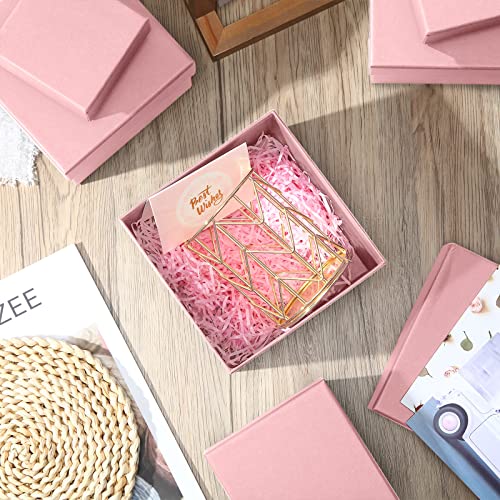 Yahenda 16 Pack Square Gift Boxes with Lids Gift Box 4 Assorted Sizes Nesting Gift Boxes with Lids for Presents Wedding Bridesmaid Birthday Party Favor Boxes (Pink)