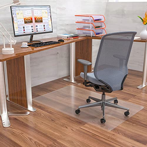 Naturei Office Chair Mat for Hardwood Floor, 48" x 30" Clear Desk Chair Mat, 0.07" Thick Transparent Office Mats for Rolling Chairs, Easy to Clean (Rectangle)