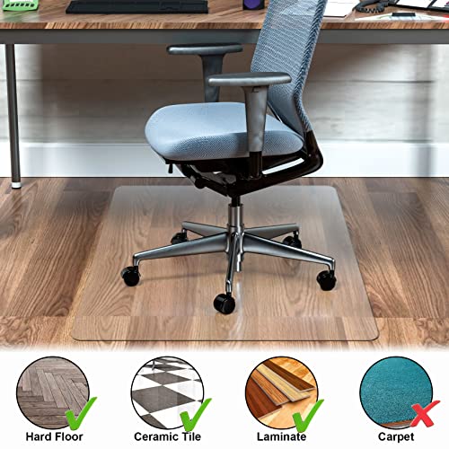 Naturei Office Chair Mat for Hardwood Floor, 48" x 30" Clear Desk Chair Mat, 0.07" Thick Transparent Office Mats for Rolling Chairs, Easy to Clean (Rectangle)