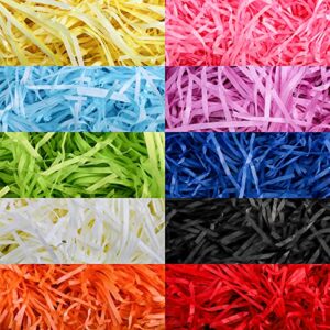 hiceeden 1000g shred paper for gift box, multicolored raffia grass, easter basket filler for gift wrapping, egg stuffer, party supplies, 10 colors 10 bags
