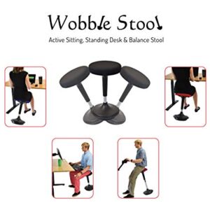 Wobble Stool Standing Desk Chair Ergonomic Tall Adjustable Height sit Stand-up Office Balance Drafting bar swiveling Leaning Perch Perching high swivels 360 Computer Adults Kids Active Sitting Black