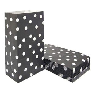 25 pcs black kraft paper bags polka dot paper lunch bags for kid’s birthday party supplies by adido eva（5.1 x 3.1 x 9.4 in black）