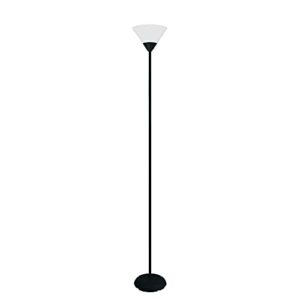 simple designs lf1011-blk 1 light stick torchiere floor lamp, black