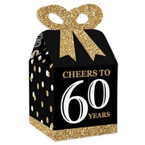 big dot of happiness adult 60th birthday – gold – square favor gift boxes – birthday party bow boxes – set of 12
