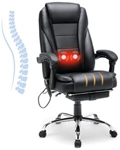 homrest executive office chair, ergonomic high back cushion lumbar back support, computer desk chair, reclining office chair with foot rest, padded armrest, adjustable height, massage and heated