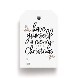 bliss collections merry little christmas tags, pack of 50, gold and black, holiday ’tis the season events, parties and celebrations – great for seasonal favors