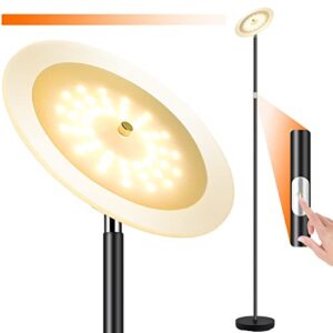 Dimmable Floor Lamps for Living Room, 71" Torchiere Floor Lamp with Touch Control, 20W LED Bright Tall Pole Lamp, 3000K Daylight, Modern Standing Lamp for Bedroom/Office/Den, Sky Stand up Lamp Black
