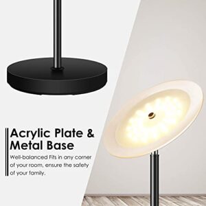 Dimmable Floor Lamps for Living Room, 71" Torchiere Floor Lamp with Touch Control, 20W LED Bright Tall Pole Lamp, 3000K Daylight, Modern Standing Lamp for Bedroom/Office/Den, Sky Stand up Lamp Black