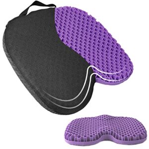 Vedozo Gel Seat Cushion for Office Chairs, Car Seat Cushion for Long Sitting, Wheelchair Pads for Tailbone Pressure Relief Butt & Back Pain, Purple/Black, (ZD020)