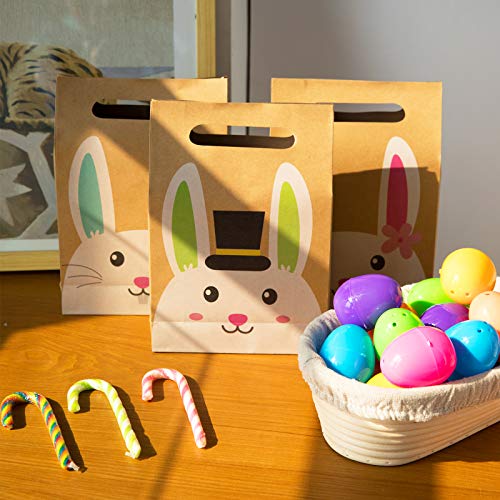 DECORLIFE 21PCS Easter Treat Bags, Easter Goodie Bags for Kids Eggs Hunt, Gift Bag with Handles, Paper Bags Bulk for Party Favors