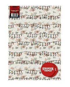 danilo promotions ltd stranger things wrapping paper, the upside down gift wrapping, 2 sheets 2 tags stranger things