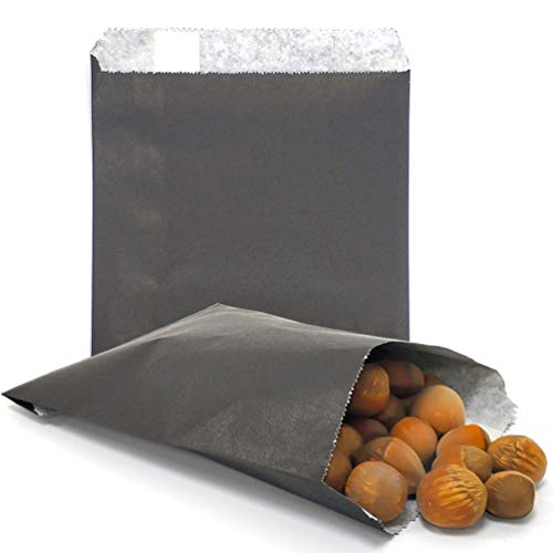 AZOWA Candy Buffet Bags Black Color 6 x 9 In Large Paper Treat Bags Pack of 100
