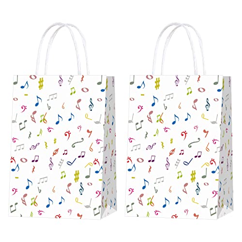 HABDJILTY 16 Pcs Colorful Music Notes Gift Bags,Musical Party Favor Bags for Music Theme Birthday Party Baby Shower Music Theme Party Supplies