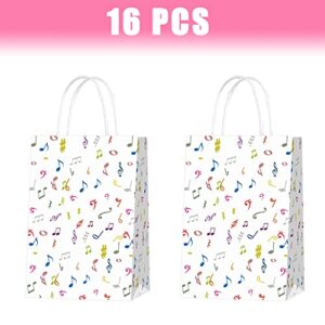 HABDJILTY 16 Pcs Colorful Music Notes Gift Bags,Musical Party Favor Bags for Music Theme Birthday Party Baby Shower Music Theme Party Supplies