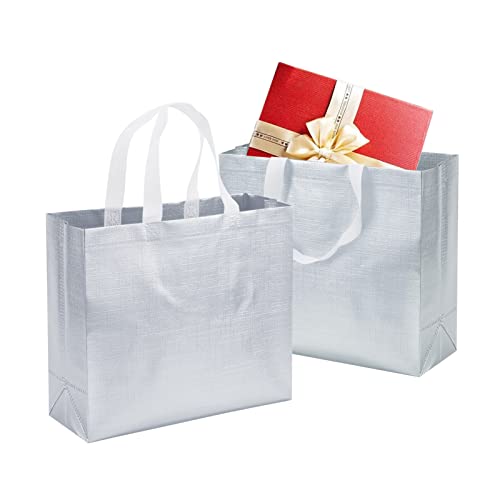 FOCCIUP 6 Pcs Non-Woven Gift Bags With Handles Reusable Bags for Birthday Party Wedding Christmas – 12x4.7x11” Size