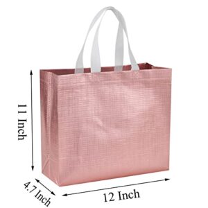 FOCCIUP 6 Pcs Non-Woven Gift Bags With Handles Reusable Bags for Birthday Party Wedding Christmas – 12x4.7x11” Size