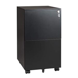 devaise mobile filing cabinet with lock, vertical file cabinet for legal/letter/a4 files, fully assembled except wheels, black
