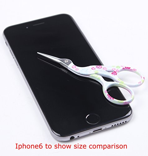 BIHRTC 3.6" Floral Design Stainless Steel Sharp Tip Classic Stork Scissors Crane Design Sewing Scissors DIY Tools Dressmaker Shears Scissors for Embroidery, Craft, Needle Work, Art Work & Everyday Use