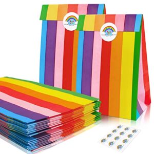 party favor bags,small paper bags,paper gift bags small gift bags bulk,paper party bags with free stickers,kraft paper goodie bags goody bags treats bags candy bags,rainbow gift bags multipack gift wrap bags for birthdays party,easter,holiday for kids boy