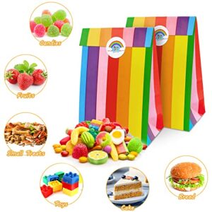 Party Favor Bags,Small Paper Bags,Paper Gift Bags Small Gift Bags Bulk,Paper Party Bags with FREE Stickers,Kraft Paper Goodie Bags Goody Bags Treats Bags Candy Bags,Rainbow Gift Bags Multipack Gift Wrap Bags for Birthdays Party,Easter,Holiday for Kids Boy