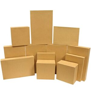 joyin 12 pieces brown kraft cardboard boxes gift wrap for christmas holiday, festive xmas wrapping shirt and lingerie cupcake diy boxes