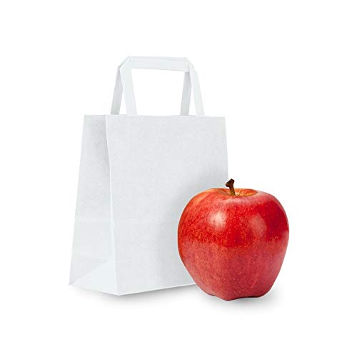 Reli. 100 Pack | 7"x3.15"x8" | Small White Paper Bags w/Handles | Kraft Paper Gift Bags/Shopping Bags | White Paper Bags for Retail, Merchandise, To Go, Parties, Small Items (White)