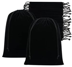velvet drawstring gift bags – bulk wholesale (8 x 11 inch – 25 pack, black)