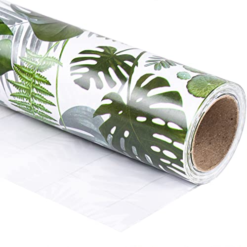 LaRibbons Monstera Leaf Wrapping Paper Roll - Perfect for Birthdays, Wedding, Baby Showers, Mother's Day - 30 inch x 33 feet