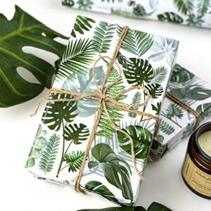 LaRibbons Monstera Leaf Wrapping Paper Roll - Perfect for Birthdays, Wedding, Baby Showers, Mother's Day - 30 inch x 33 feet